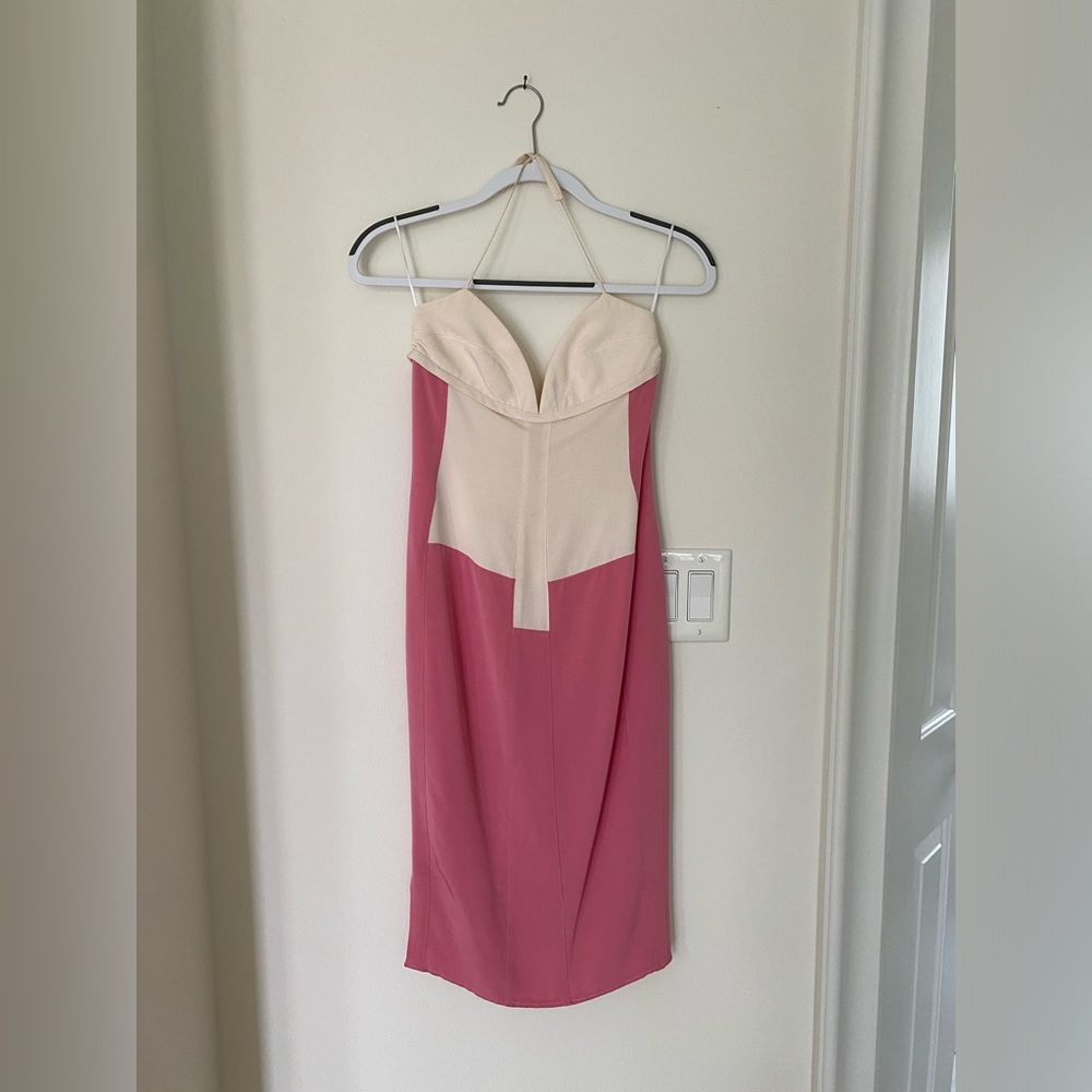 Narciso Rodriguez vintage runway white and pink silk halter dress (Size 4)